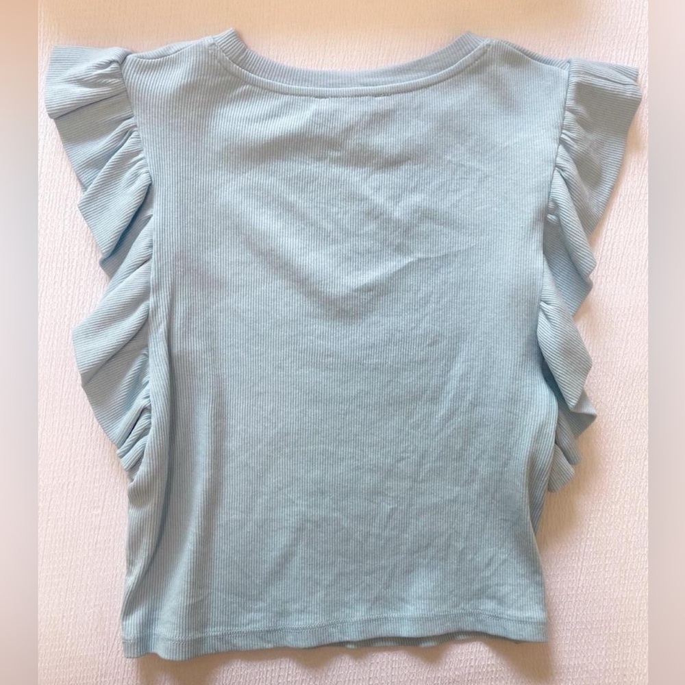 ZARA BLUE RUFFLE TOP - Picture 2 of 3